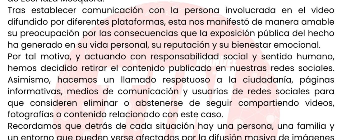 COMUNICADO A LA OPINIÓN PÚBLICA ECOPLAZA (MOSQUERA)